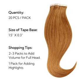 HOTBANANA Tape in Hair Extensions, 12 Inch 20pcs 40g Auburn Ginger Tape in Hair Extensions Human Hair Tape Hair Extensions Straight Remy Human Hair Tape in Extensions
