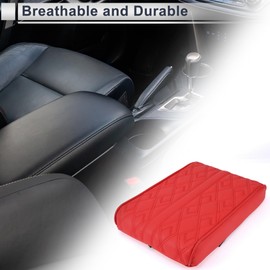 A ABSOPRO Universal Center Console Cover Car Armrest Cover Middle Console Cover Lid for Most Vehicle SUV Car Sedan 12.2"x7.87"x1.97" Red Nappa Leather, Memory Foam Diamond Pattern