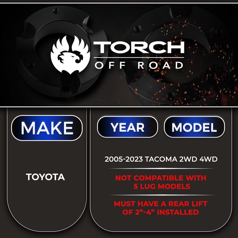 TORCH Extended Rear Shocks (for a 2"-4" Lift) for 2005-2023