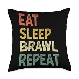 Eat Sleep Brawl Repeat Stars Funny Video Gamer Gaming Throw Pillow