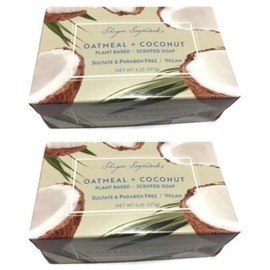 Shugar Soapworks Oatmeal & Coconut Soap 6.25 Oz - Plant Based, Vegan, Natural, Pure, No Dyes, Sulfate & Paraben Free (2 Pack)