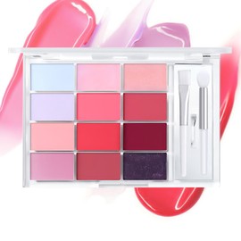 MeiPlumLai Jelly Lip Gloss Palette 12 Colors Transparent Nude Lipstick Palette Hydrating Watery Lip Palette Long Lasting Cheek & Lip Balm High Shine Glass Finish, Lip Care, Lip Tint