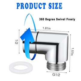 Shower Hose Adapter, Hand Shower Adapter 90 Degree, Shower Head Adapter, Hand Shower Adapter, Swivel Shower Head Adapter, for Hand Showers, Wall Showers, Shower Filter Connection etc. (Silver)