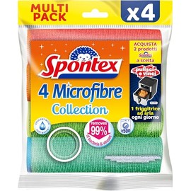 Spontex Microfibre x4, Orange, Yellow, Light Blue, Fuchsia