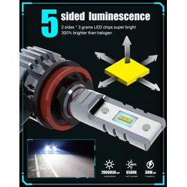 CHOPDARK H11 H9 H8 H16JP LED Bulbs Fog Lamps 20000Lm 6500K Cool White 30W Plug and Play All in One Fanless EMC 2pcs