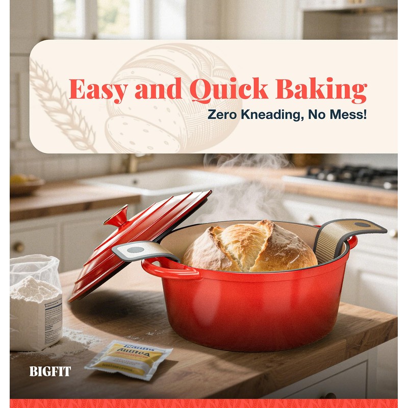 Cast Iron Dutch Oven for Bread Baking, With Banneton Bread