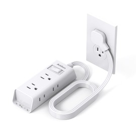 Cruise Essentials, Addtam 6 ft Ultra Flat Extension Cord with 6 Outlets Extender, Flat Plug Power Strip, No Surge Protector for Cruise Ship, Travel, Dorm, Home Office, ETL Listed