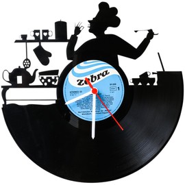 GRAVURZEILE Wall Clock Vinyl Record Clock Chef Upcycling Design Clock Wall Decoration Vintage Clock Wall Decoration Retro Clock Made in Germany