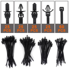 160pcs Push Mount Wire Ties, Snap in Zip Tie Automotive Clips Nylon Wire Harness Clips 5 Types of Cable Ties for Engine Bay Zip Tie Kit