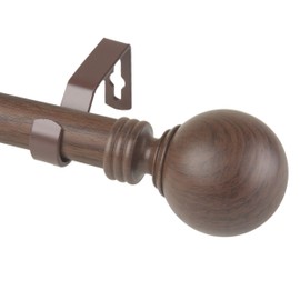 Rod Desyne 1" Evelyne Faux Wood Single Curtain Rod, 48-84 inch, Dark Walnut