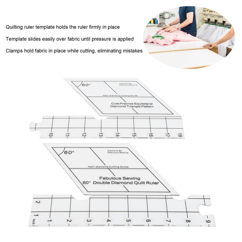 18inch Double Strip Quilting Ruler 60 Degree Diamond Quilt Ruler