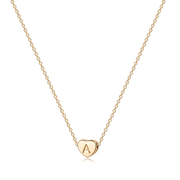 Gold Initial A Heart Necklace Dainty Letter Heart Choker Necklace