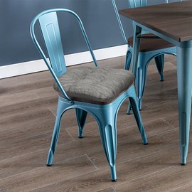 baibu 14×14 Metal Dining Chair Pads with Ties, Super Soft Kitchen Chair Cushions Bar Stool Cushions with Non-Slip Bottom - One Cushion only (Grey, 14×14×2.5in)