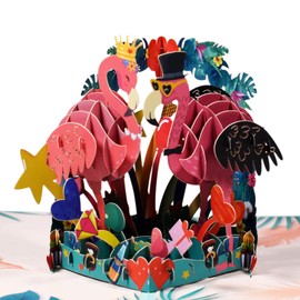 Magic Ants Pop Up Flamingo Birthday Card for Wife Husband, Anniversary Cards for Couples, 3D Flamingo Valentine's Day Card for Wife Women Husband