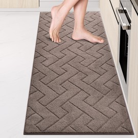 Machine Washable Kitchen Rugs 24" x 70", Non-Slip Kitchen Runner Rugs Mats for Floor, Absorbent Comfort Standing Mats for Kitchen, Sink, Laundry and Hallway, Rolled Packaging, Grayish Brown