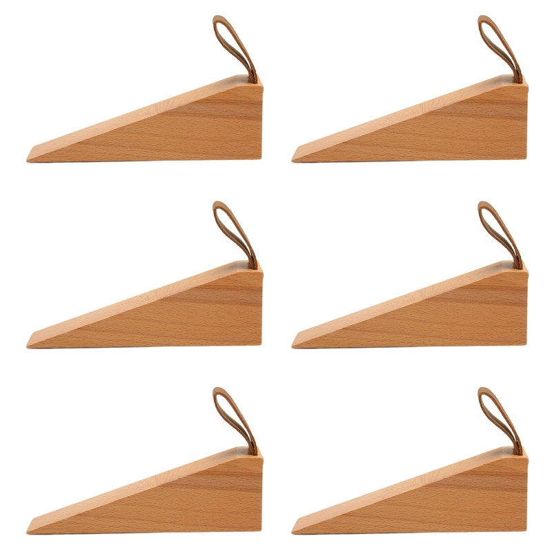 6pcs Door Stopper Wedge Polished Glossy Compact Wooden Firefighter Door