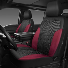 CAR PASS Waterproof Black Red Car seat Covers Front Seat Covers Neoprene Wetsuit,All-Weather Non-Slip Durable,Universal Fit for SUV Sedan Truck Automotive,Armrest Airbag Compatible,Emboss Black Red