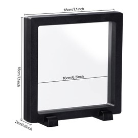 Black 3D Floating Frame, Uceoo 4 Pack 7.1×7.1×0.8”/180X180X20mm Challenge Coin Holder Coin Floating Display Case with 8 Bases for Coin Medallions Specimen Jewelry