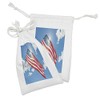 Lunarable 4th of July Fabric Pouch Set of 2, Flag