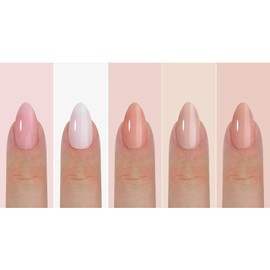 150Pcs Skin Tones Press on Nails Medium Almond Fake Nails In15 Sizes 3 IN 1 Nude Soft Gel Nail Tips Glossy Reusable Acrylic Nails No Need to File False Nails for Women Girls Manicure