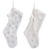 Transpac Plush Fuzzy Silver & Gold Snowflake Stocking, Set of
