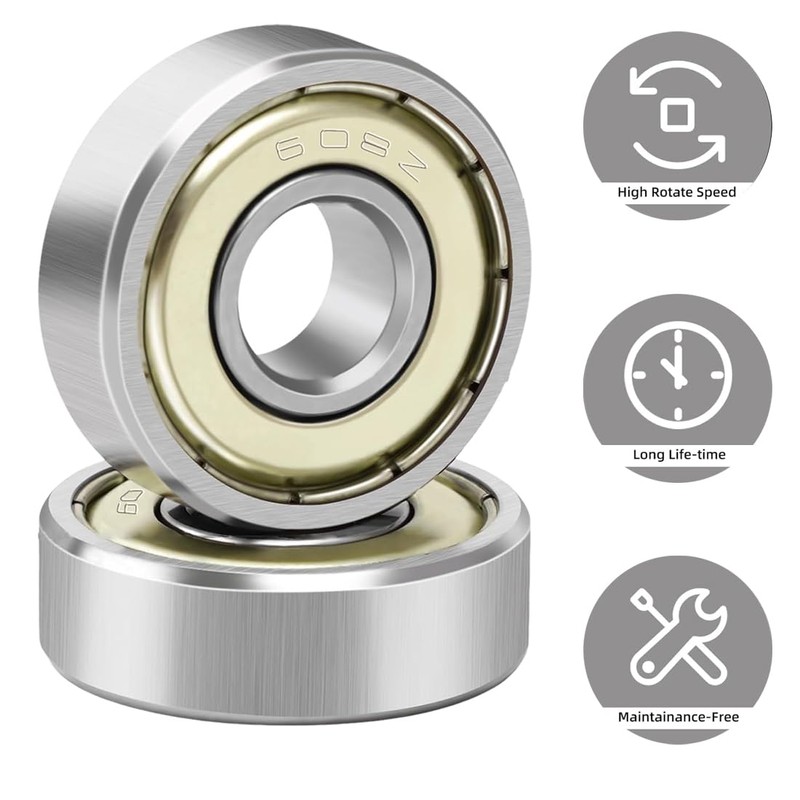 EYVRPAU 8 Pieces Skateboard Bearings, Double Shielded Small Bearings, Replacement