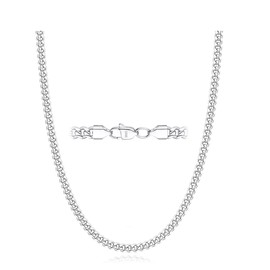 Esrael Italian 925 Sterling Silver Soild 3 mm 5 mm Cuban Chain Necklace for Men, Robust Non-Fading Men's Silver Chain Jewellery Gifts for Men 16/18/20/22/24 Inches, Sterling Silver