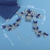 Wekicici Blue Rhinestone Wedding Hair Comb and Pins Bridal Crystal