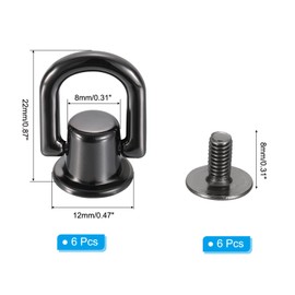 PATIKIL 222x8x5mm D Rings for Purse, 24 Set Spikes for Clothes Metal Button Spikes Screw Kit Flat Head Rivets Screw DIY Leather Hardware Trim Craft, Black