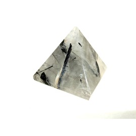 Jet International Energized Rutilated Quartz Pyramid Stone India Handmade 2 Inch Approx. A ++ Crystal Pouch Stress Relief 40 Page Crystal Therapy Book Gemstone Image is Only a Reference
