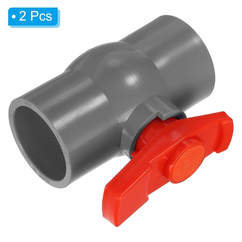 PATIKIL 2 Pack 50mm ID Ball Valve PVC Socket Type
