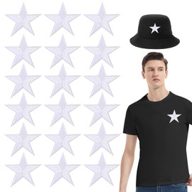 18 PCS Iron on Star Patches, White Star Decoration Stars Embroidered Patch for Clothes, Sew on Stars Patches for DIY Crafts Backpacks Bags Hats Coats Clothes Decoration