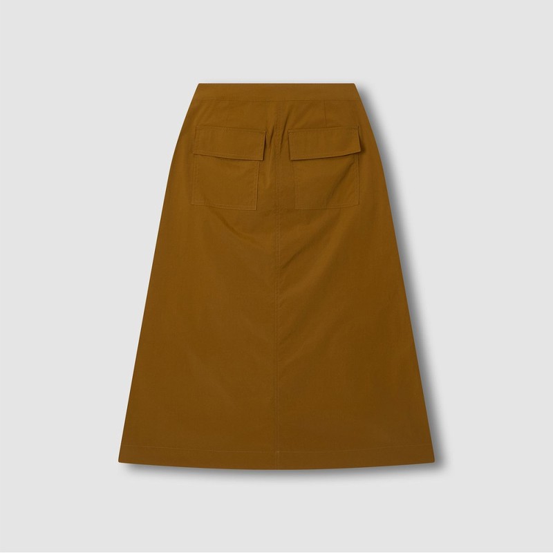 JAJU [JAJU] Women's Crinkled A-Line Skirt_Brown