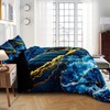 MOVE OVER Blue Gold Marble Comforter Set King Size, Luxury