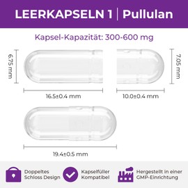 ATLEMISME Pullulan Empty Capsules, Size 1-100 Pieces, Empty Capsules for Filling with 2 Micro Spoons, Premium Vegetable, Empty Vegan Capsules for Capsule Filling Machine