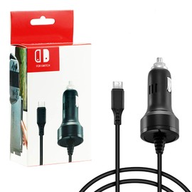 Zeato High Speed Car Charger Adapter for N Switch and Switch Lite with Charging Cable - Black