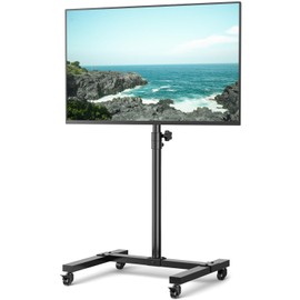 5Rcom Rolling TV Stand, Portable TV Stand for 13-43 Inch Flat Screen Curved TVs up to 44 lbs, Height Adjustable Mobile TV Stand with Wheels for Home Office, Outdoor TV Stand, Max VESA 200x200