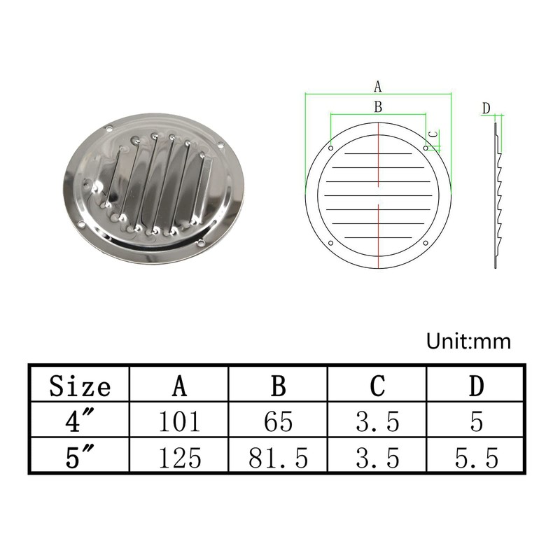 Ø4 Inch 316 Stainless Steel Round Air Vent Grille Cover