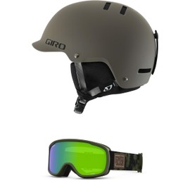 Giro Surface Combo Pack Ski Helmet - Snowboarding Helmet with Matching Goggles Matte Tank/Trail Green Cloud Dust M (55.5-59cm)