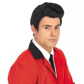 fun shack 50s Mens Wig Black Wig for Men 50s Sideburns Costume Black Wig Boy Mens 195