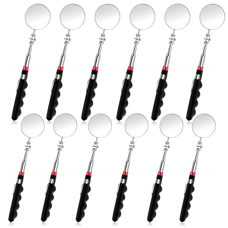 12 Pcs Telescoping Inspection Mirror Retractable Mechanical Mirrors Long Handle
