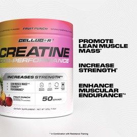 Cellucor Cellucor Creatine Powder, Fruit Punch Flavor - Increases Strength, Lean Muscle Mass & Endurance, Micronized Creatine for Fast Absorption, 5g Creatine per Serving, 50 Servings