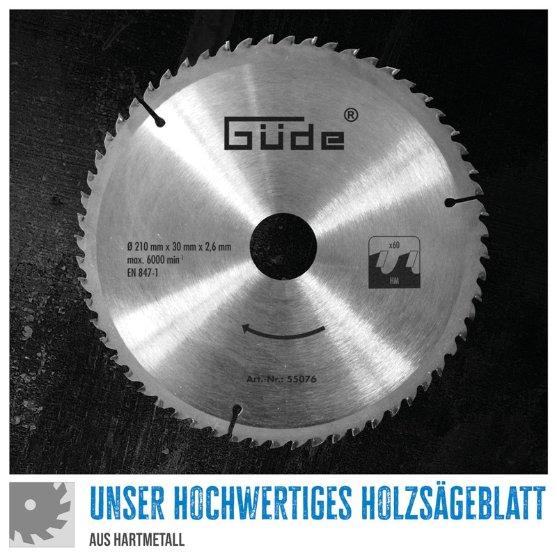 Güde Carbide Blade 210 x 30 mm with 60 Teeth