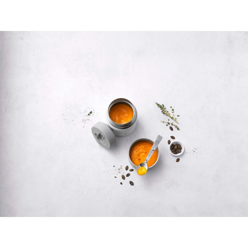 ZWILLING Thermo 23.6-oz Food Jar with folding Spoon, 700ml, Silver-White