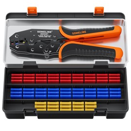 SOMELINE® Wire Terminals Crimping Tool, with 30 Sizes Insulated Ratcheting Terminals Crimper Kit of AWG 22-10 Insulated Electrical Butt Bullet Spade Fork Ring Spade Splice Crimp Terminals