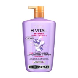 L'Oréal Paris Elvital Moisturising XXL Shampoo for Shiny and Healthy Hair, with Hyaluronic for a Moisture Boost, Hydra Hyaluronic, 1000 ml
