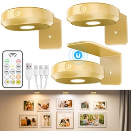 WILLED Picture Lights Battery Operated,Rechargeable Wall Light for Picture,Puck Lights with Remote,Tap Light,Frame lights,Dimmable & Timer Art Lighting for Paintings Wireless,Magnetic Gallery Lighting