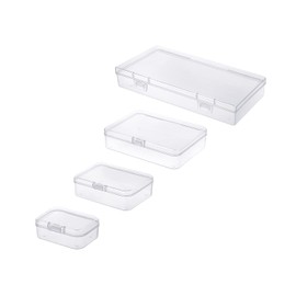 Goodma 36 Pieces Mixed Sizes Rectangular Empty Mini Plastic Organizer Storage Box Containers with Hinged Lids for Small Items and Other Craft Projects (Transparent)