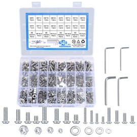 Pack of 540 Stainless Steel Hexagon Head Button Screws and Nuts Washers, M3 M4 M5 M6 Pan Head Screws Assortment Set, Stainless Steel Screws Machine Screws, with Wrench