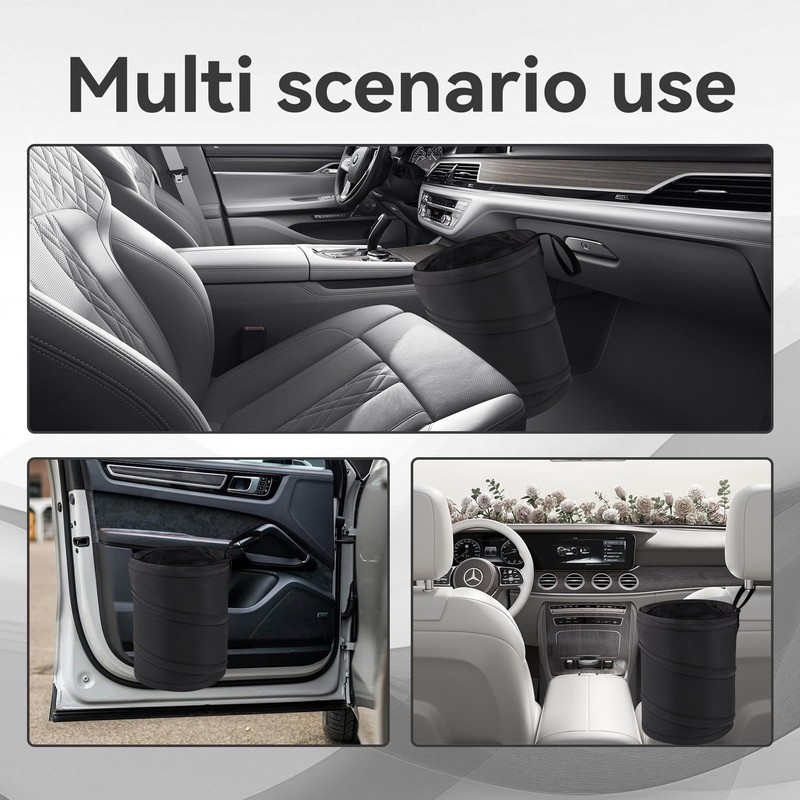 Black Compact Mini Collapsible Car Bin, Compact Foldable Car Rubbish